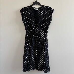 VTG Shelli Segal Dress Mini Black White Polka Dot Pearl Button Women 4 Retro USA